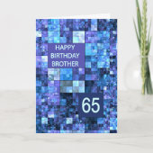 Carte 65e Anniversaire Frère, Carrés bleus, (Devant)