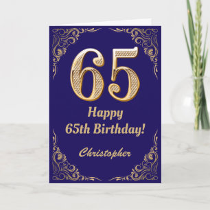 Carte 65e anniversaire Marine Parties scintillant bleu e
