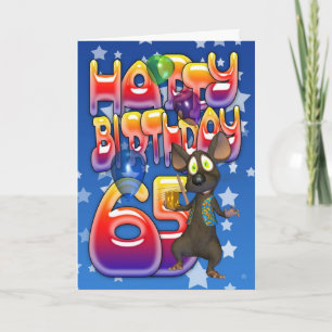 Carte 65e anniversaire mignonne avec petite souris