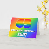 Carte 65e anniversaire : Motif Rainbow multicolore # 65 (Fleur jaune)