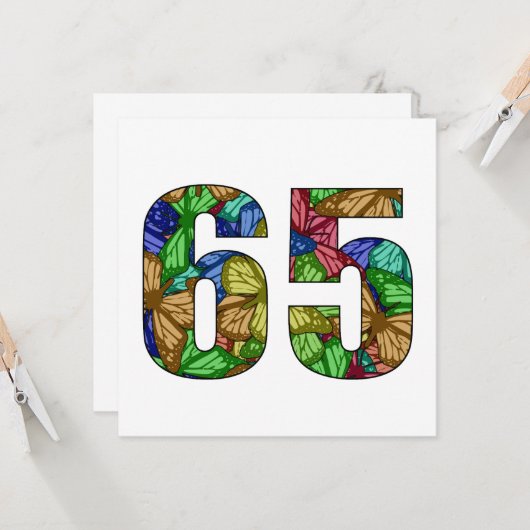 Carte 65e anniversaire papillons (Devant/Arrière en situation)