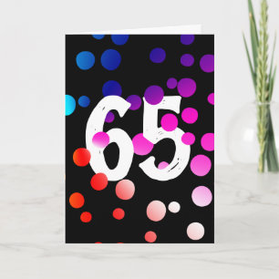 Carte 65e Anniversaire Points Arc-en-ciel sur Fond Noir