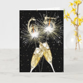 Carte 65e anniversaire Sparklers and Champagne Toast (Fleur jaune)