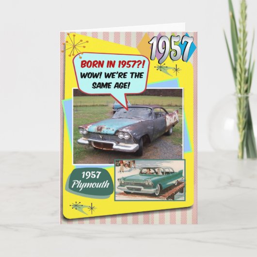 Carte 65e anniversaire ! Wow, même âge que cette Chevy 1 (Devant)