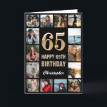 Carte 65e Joyeux Anniversaire Black and Gold Photo Colla<br><div class="desc">65e Joyeux Anniversaire Black and Gold Photo Collage Carte Anniversaire. Pour plus de personnalisation,  cliquez sur le bouton "Customiser" et utilisez notre outil de conception pour modifier ce modèle.</div>
