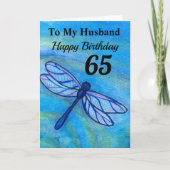 Carte 65e+Pour mon mari Bleu Dragonfly Anniversaire (Devant)