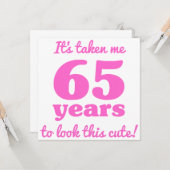 Carte 65ème anniversaire mignon pour les femmes (Devant/Arrière en situation)
