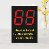 Carte 65ème anniversaire : Rouge Digital Horloge Style " (Fleur jaune)