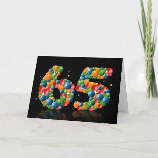 Carte 65th birthday with numbers formed from balls (Devant)