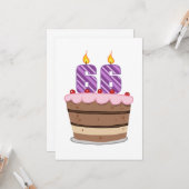 Carte 66 ans sur le gâteau d'anniversaire (Devant/Arrière en situation)