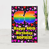 Carte 66e anniversaire : Amour Hearts Motif, Arc en ciel (Devant)