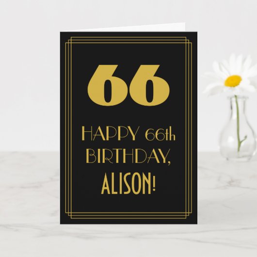 Carte 66e anniversaire ~ Art Déco Inspiré Look "66" & No (Petite plante)