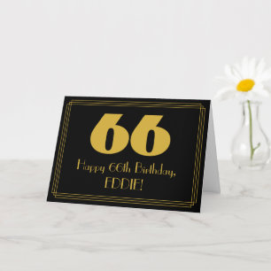 Carte 66e anniversaire : Art Déco Inspiré Look "66" & No