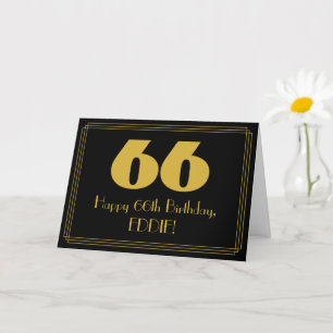Carte 66e anniversaire : Art Déco Inspiré Look "66" & No