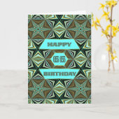Carte 66e anniversaire avec Green Abstract Design (Fleur jaune)