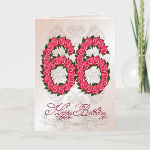 Carte 66e anniversaire avec rose et feuille
