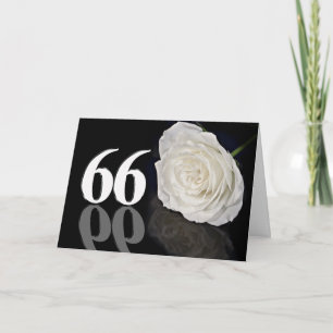 Carte 66e anniversaire avec une rose blanche class