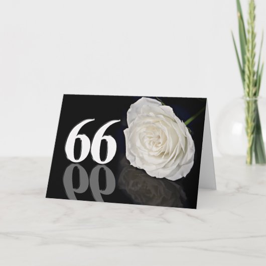 Carte 66e anniversaire avec une rose blanche class (Devant)