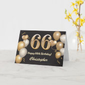 Carte 66e anniversaire Ballons noirs et or Anniversaire (Fleur jaune)