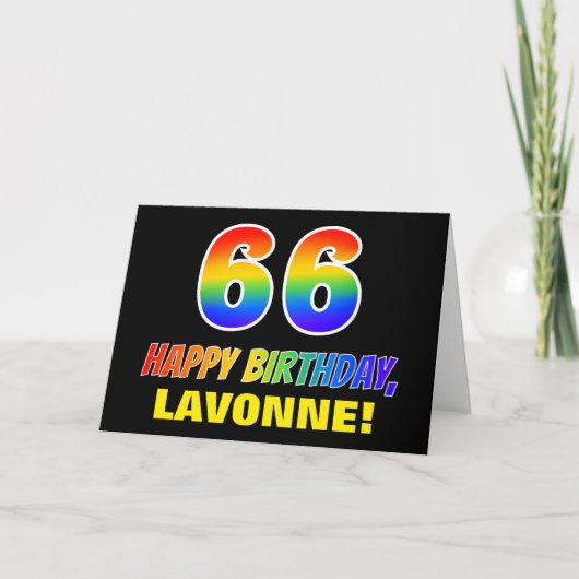 Carte 66e anniversaire : Bold, amusant, simple, arc-en-c (Devant)