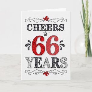 Carte 66e anniversaire Cheers en Motif noir blanc rouge