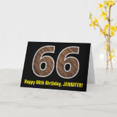Carte 66e anniversaire : Nom + Faux Motif de grains de b (Fleur jaune)
