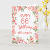 Carte 66e anniversaire Peach Peonies rose Aquarelle Flor (Fleur jaune)