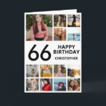 Carte 66e anniversaire Photo Collage 13 photos noir blan<br><div class="desc">66e Joyeux Anniversaire Photo Collage 13 Photos Carte d'Anniversaire Noir et Blanc pour n'importe quel âge. 1er 13ème 15ème 16ème 18ème 20ème 21ème 30ème 40ème 50ème 60ème 70ème 80ème 90ème 100ème, tout âge. Pour plus de personnalisation, cliquez sur le bouton "Customiser" et utilisez notre outil de conception pour modifier ce...</div>