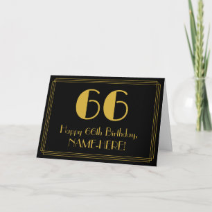 Carte 66ème anniversaire : Art Déco Inspiré Look "66" + 