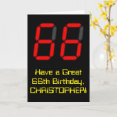 Carte 66ème anniversaire : Rouge Digital Horloge Style " (Fleur jaune)