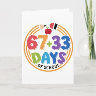 Carte 67 + 33 Jours d'école Amusant et Coloré en Classe.