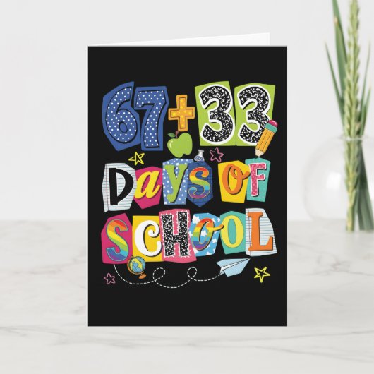 Carte 67 + 33 Jours d'École Classe Colorée (Devant)