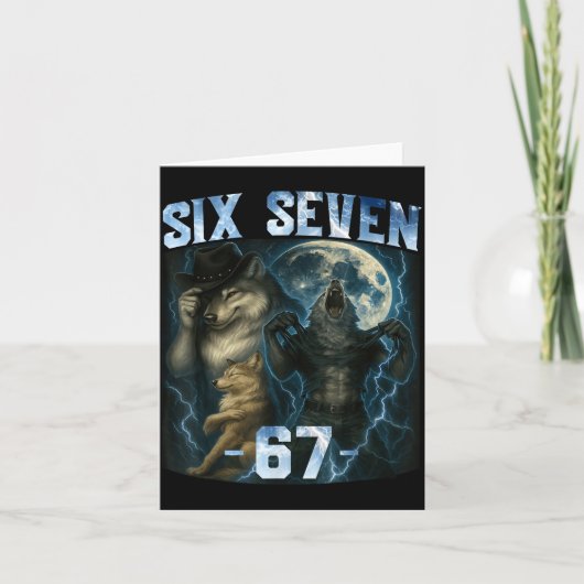 Carte 67 Alpha Wolf Meme Funny Graphic Tee Six Seven Hum (Devant)