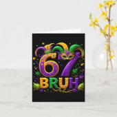 Carte 67 Bruh Jester Hat Feather Mask Mardi Gras Fleur D (Fleur jaune)