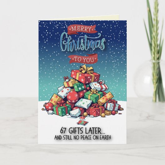 Carte 67 Cadeaux Noël drôle (Devant)