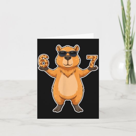 Carte 67 Capybara Sungles Gen Alpha Slang Funny Six Seve (Devant)