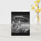Carte 67 Cat Selfie With Alien Ufos Funny Cat Six Seven (Fleur jaune)