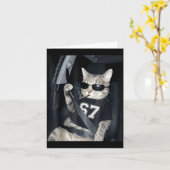 Carte 67 Cat Wearing Sungles Gen Alpha Smoking Cat (Fleur jaune)