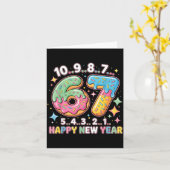 Carte 67 Countdown Happy New Year 2026 Funny Donut Numbe (Fleur jaune)