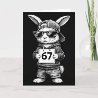 Carte 67 drôles de Six Seven Gen Meme Lapin Bunny Sungle