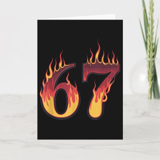 Carte 67 Flames Drôle Six Sept Mème Slang Gen Alpha (Devant)