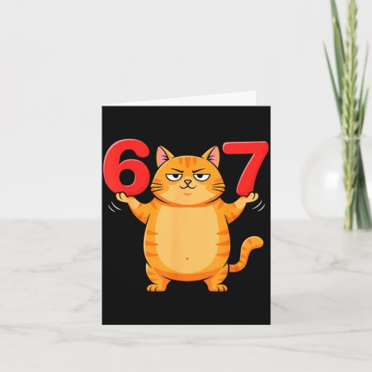 Carte 67 Funny Cat Six Seven Meme Gen Z Alpha Humor Anim (Devant)