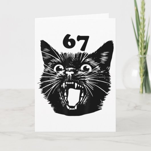 Carte 67 Halloween Chat Noir Brainrot Meme Six Sept Fill (Devant)