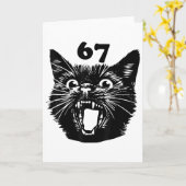 Carte 67 Halloween Chat Noir Brainrot Meme Six Sept Fill (Fleur jaune)