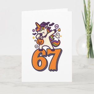 Carte 67 Halloween Licorne Brainrot Meme Six Sept Fille'