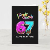 Carte 67 Happy New Year's Eve Six Seven Funny 2026 Brain (Fleur jaune)