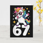 Carte 67 Licorne Dabbing Six Seven Mème Drôle  (Fleur jaune)