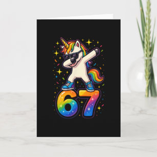 Carte 67 Licorne Dabbing Six Seven Mème Drôle 