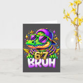 Carte 67 Mardi Gras Alligator Mardigator Six Seven Bruh  (Fleur jaune)