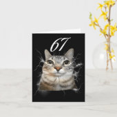 Carte 67 Meme Cat Howling At Moon Brainrot Funny 6 7  (Fleur jaune)